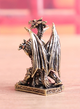 纯黄铜龙战士飞龙展翅茶宠摆件