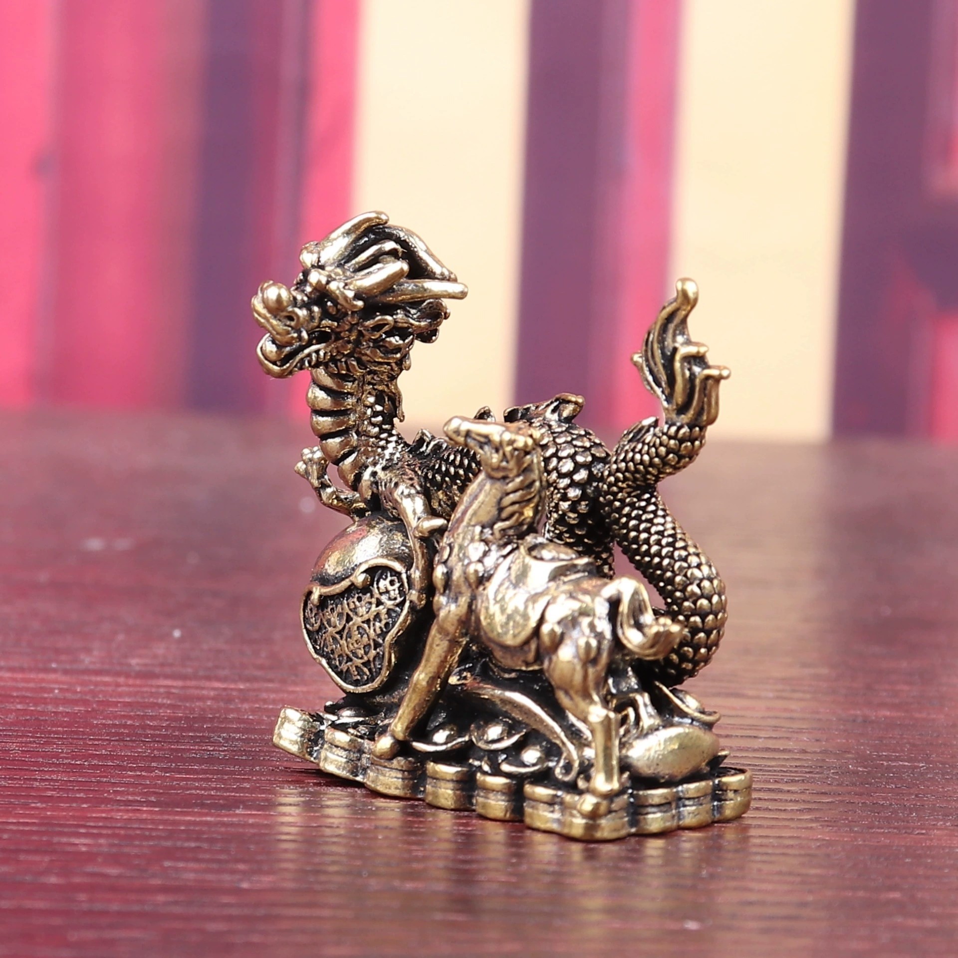 纯黄铜龙马精神生肖龙马复古老物件茶宠桌面造景装饰工艺品铜摆件,淘宝优惠券,粉丝福利购,淘宝优惠卷