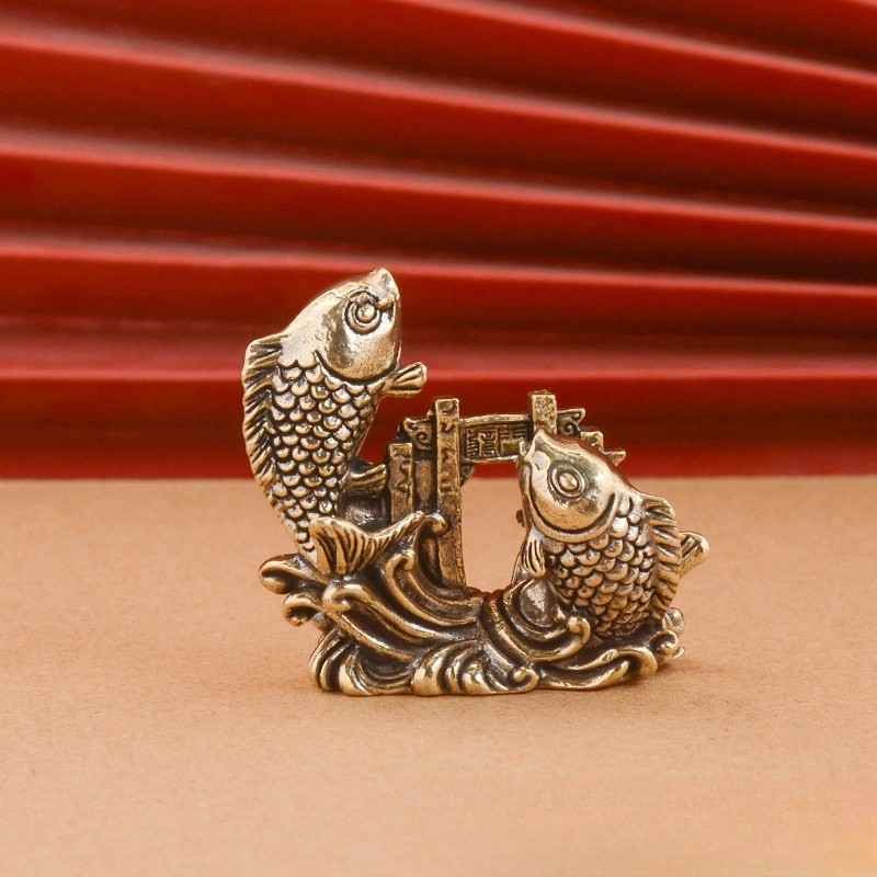 纯黄铜复古鲤鱼跃龙门铜器小摆件装饰品办公室桌面工艺品家居茶宠,淘宝优惠券,粉丝福利购,淘宝优惠卷