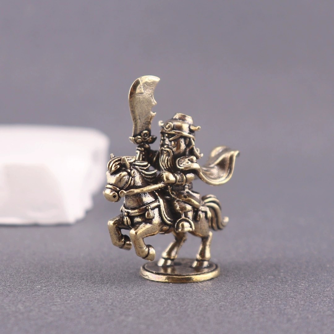 纯黄铜骑马关公小号带刀关公复古办公室桌面装饰茶宠工艺品铜摆件,淘宝优惠券,粉丝福利购,淘宝优惠卷