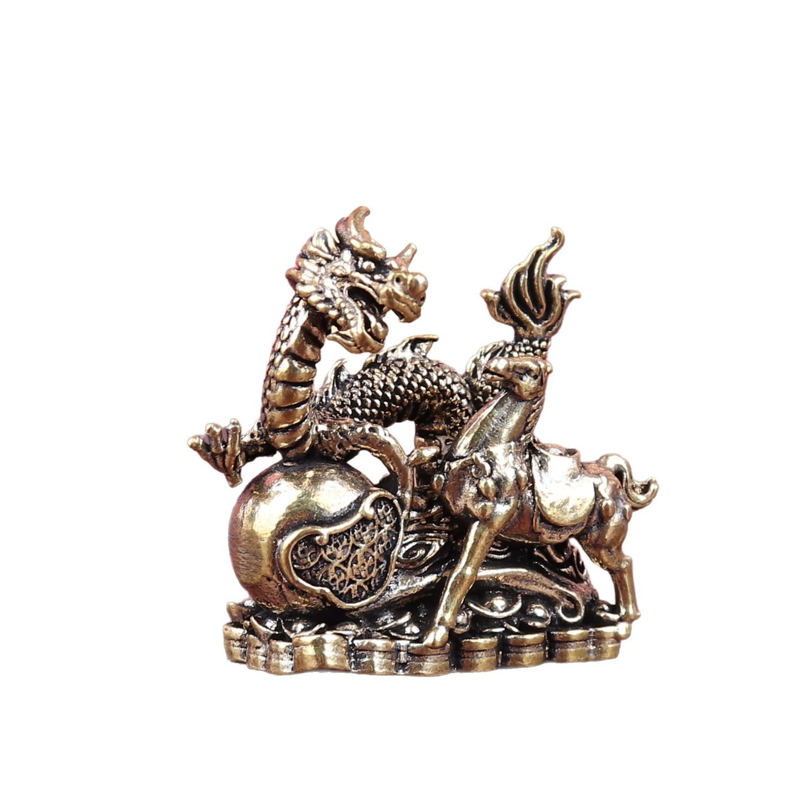 纯黄铜龙马精神生肖龙马复古老物件茶宠桌面造景装饰工艺品铜摆件,淘宝优惠券,粉丝福利购,淘宝优惠卷