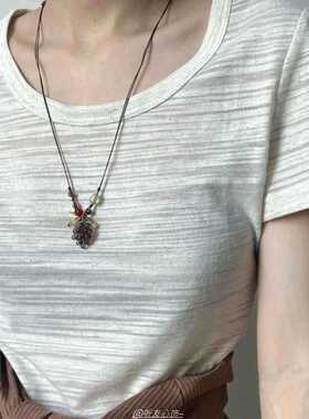 缤纷果香甜美夏日多巴胺葡萄项链女紫色编绳项链简约清新感锁骨链