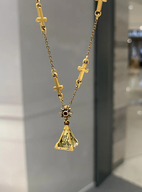 「埃及女王」复古十字架金字塔项链立体小众设计高级感精致锁骨链