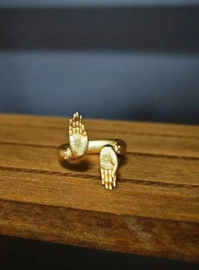 2025新款佛系无畏佛手戒指复古精致百搭高级感开口指环小红书同款