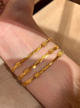 法式鎏光复古金色多层蛇骨流苏手链女时尚轻奢高级感百搭蛇链饰品