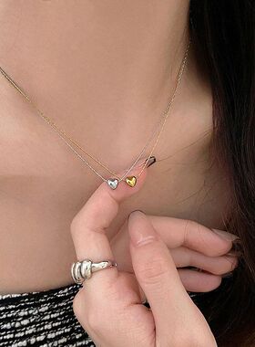 气质小巧异性爱心钛钢项链女时尚新款锁骨链轻奢简约吊坠学生饰品