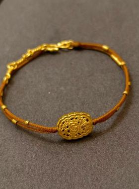 「一路生花」镀18k金牡丹花编绳手链镂空花丝复古轻奢高级感手绳