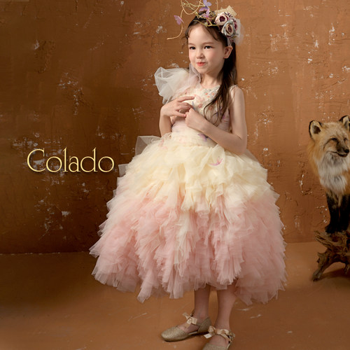 Colado扣诺高端定制女童绝美走秀礼服儿童轻奢花童小主持人公主裙 - 图0