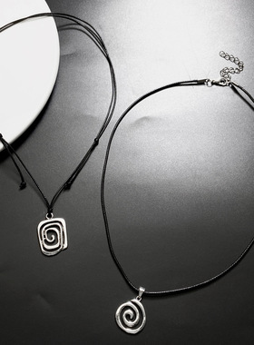 旋涡吊坠复古手工编织皮绳经典