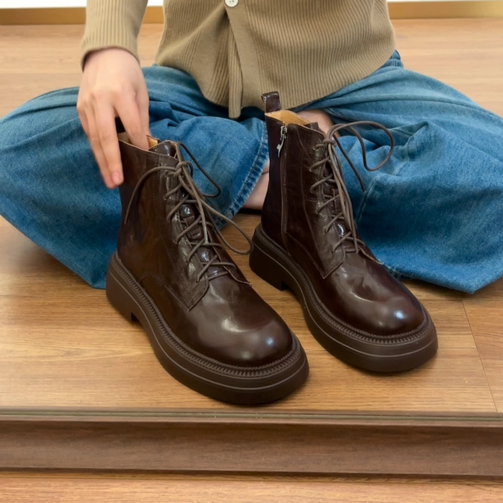 34-42头层羊皮马丁靴！高质感手抓纹复古工艺秋冬显瘦厚底马丁靴,淘宝优惠券,粉丝福利购,淘宝优惠卷