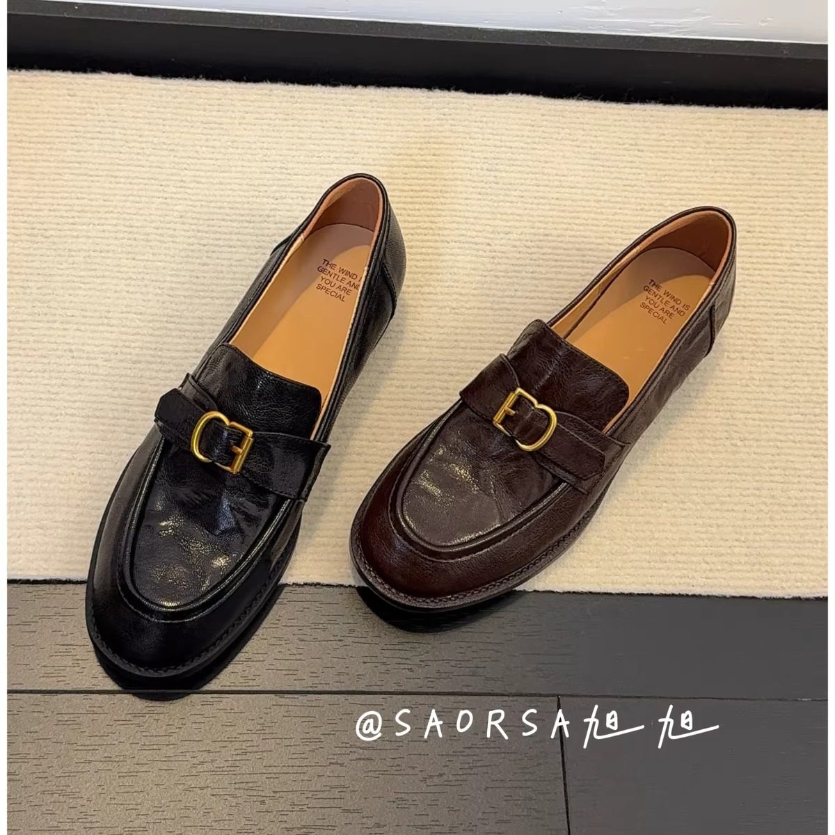 34-40码！牛皮~金属扣乐福鞋女复古英伦风一脚蹬粗跟通勤小皮鞋,淘宝优惠券,粉丝福利购,淘宝优惠卷