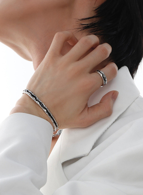 wind 不规则裂痕滴釉手环男女通用小众设计ins简约高级感手镯戒指