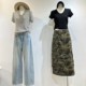 American retro 100 cotton camouflage skirt women's spring and summer 2026 new loose straight workwear skirt casual skirt
