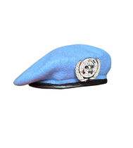 Foreign trade Export version of peacekeeping berets pure woolen son fabric genuine leather sweat ring