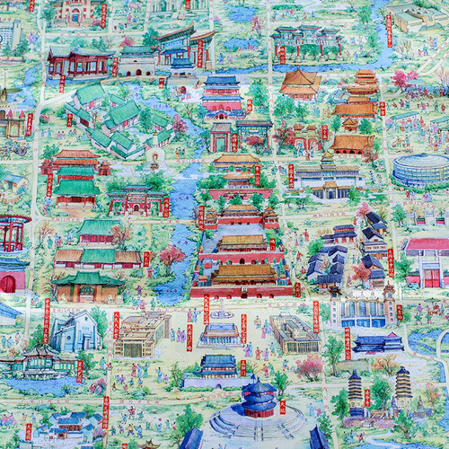 北京打卡旅行风景手绘地图美食购物旅游攻略中国风特色文创纪念品 - 图0