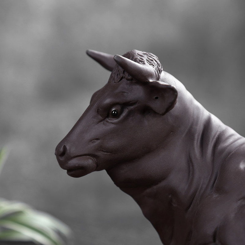 紫砂牛摆件大号茶宠雕塑精品手工茶玩名家创意茶具配件老牛招财运,淘宝优惠券,粉丝福利购,淘宝优惠卷