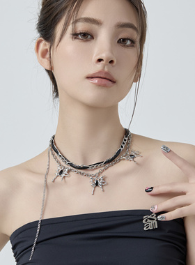 Starfire皮革朋克女锁骨链