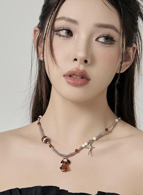 可爱姜饼人蘑菇吊坠串珠项链