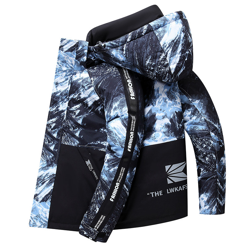 NASA联名男士羽绒服冬季新款轻薄潮牌白鸭绒加厚保暖短款连帽外套