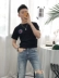 Tóc xoăn nam 2019 mới áo thun tay ngắn cotton nam nửa tay Slim xu hướng siêu cháy đôi mùa hè ngắn - Áo phông ngắn áo thun polo nam Áo phông ngắn