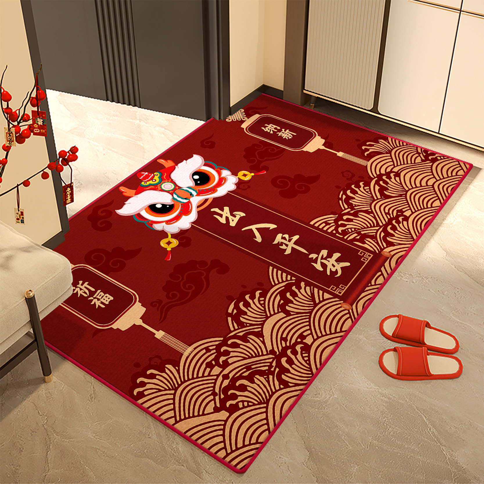 【2024新年家用喜庆入户地垫】防滑玄关蹭土进门口垫厕所吸水脚垫,淘宝优惠券,粉丝福利购,淘宝优惠卷