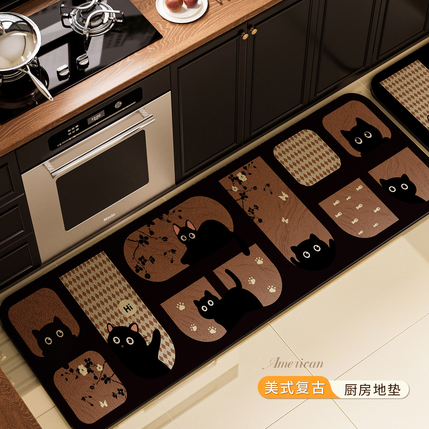 萌趣卡通厨房地垫2026新防油防滑防水可擦即干踩不脏吸水速干脚垫,淘宝优惠券,粉丝福利购,淘宝优惠卷