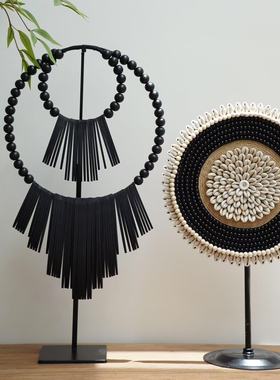 以手造物。原创手工中古玄关装饰贝壳黑色高级摆件酒店样板房软装