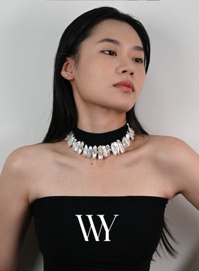 WY春夏新款珍珠项链天然淡水巴洛克颈链高级感中性情侣款甜酷风