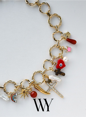 WY新款项链多巴胺彩色吊坠设计款颈链中性情侣款原创高级轻奢欧美