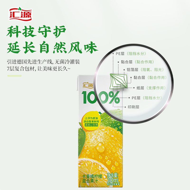 汇源100%阳光柠檬礼盒200ml*12盒纯果汁饮料整箱官方过年货送礼盒 - 图2