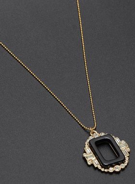 欧美几何菱形水晶宝石锁骨链项链