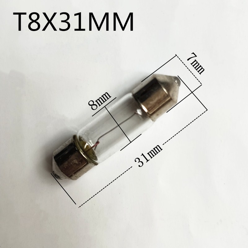 双尖灯泡仪器机床指示灯T8X31mm管状灯泡12V24V双尖泡暖光钨丝灯 - 图2