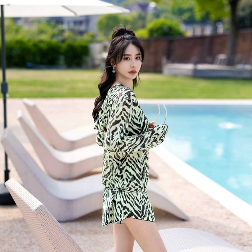 Летний раздельный купальник, спортивный лонгслив, комплект для плавания, защита от солнца, 3 предмета