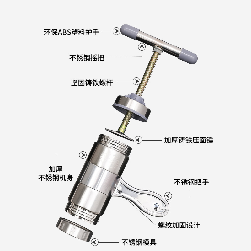 立麦家用手动面条机小型河捞工具压面机不锈钢饸饹机莜面窝窝神器 - 图2