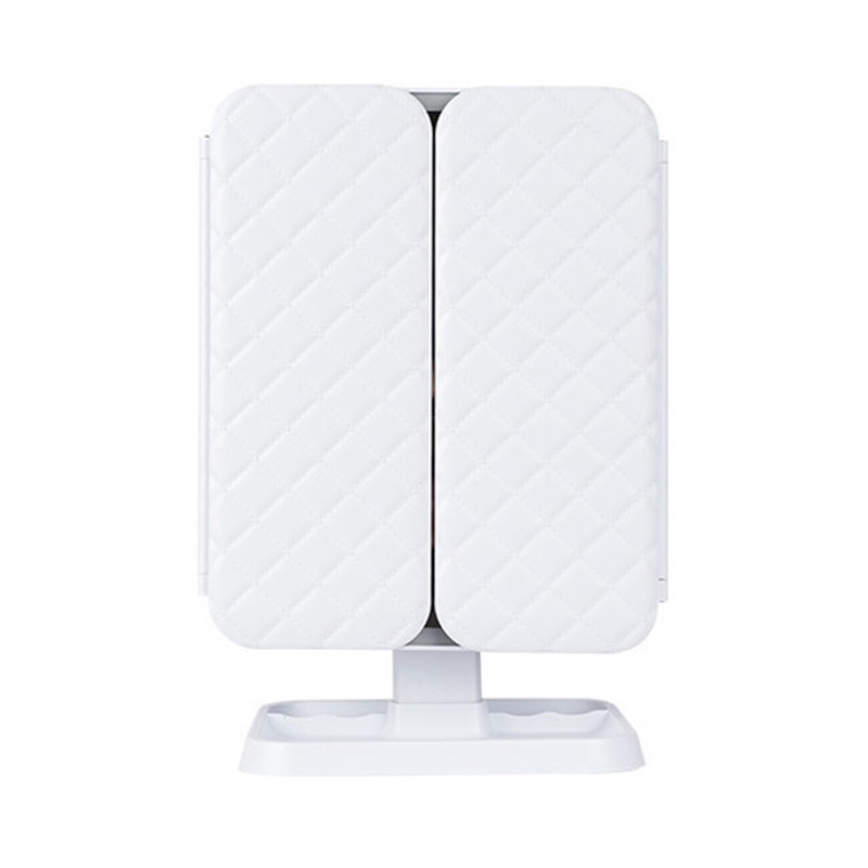 新款家用三开门收纳led折叠化妆镜带灯时尚补光梳妆镜美妆镜子 - 图3