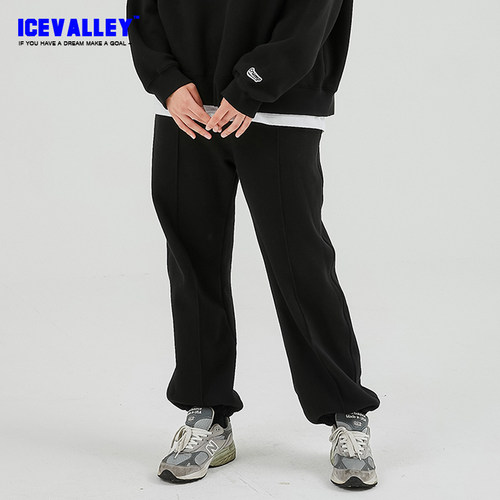 美式扎袜卫裤阔腿裤运动裤宽松长裤嘻哈裤子男束脚裤男女款情侣潮 - 图1