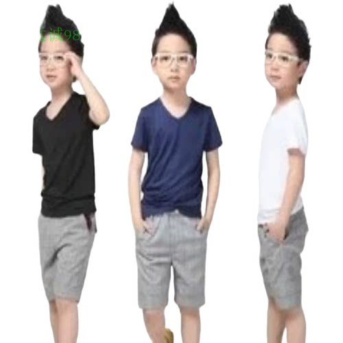 男童夏装新款童装V领儿童短袖纯棉大童t恤韩版女童打底衫搭配 - 图3