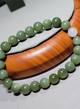 新疆的猫Z120804 19.1克，R8顶细醇润转色粉青析木绿和田玉手串