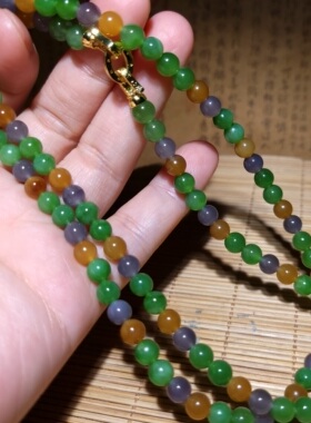 zg031901新疆的猫34.9克细润惊艳斑斓璀璨之美和田玉多宝超长项链