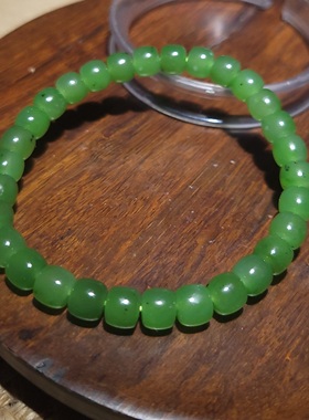 新疆的猫YQ122404 16.4克玉质油润颜色鲜亮乌兰海碧玉老型珠手串