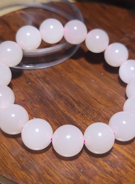 YQ121704 44.0克直径12mm肉质细腻色调粉嫩老坑藕粉色圆珠手链