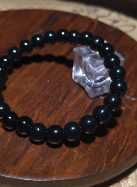 YQ120803 19.5克8-7mm黑度极好醇润油脂新疆塔县黑青玉老型珠手串