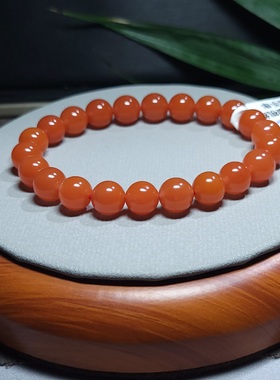 新疆的猫Z010505 23.5克，R9.5特细特油亮色泽惊艳樱桃红南红手串