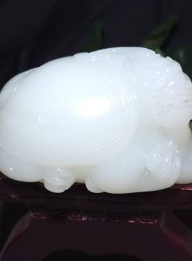L122506 302.2克脂粉极高白度浓郁三高羊脂白玉龙龟把件（摆件）