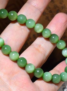 新疆的猫JJ121502  17.6克，8mm超惊艳黑羊洞夹层料碧玉手链