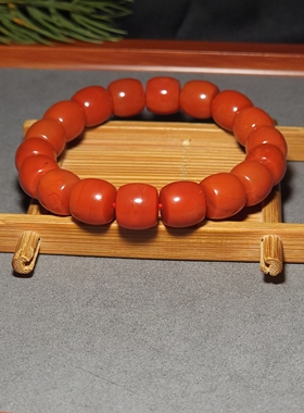 新疆的猫L082501 50.3克直径12-11mm精品柿子红满肉南红直切手链