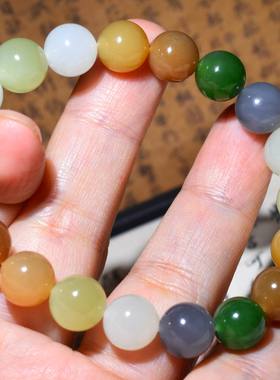 新疆的猫JJ121504 28.8克，10mm颜色丰富的多宝圆珠手链