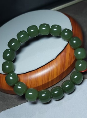 Z121802 53.8克，超细糯油脂“宝石级”新疆若羌豆青苏工手串