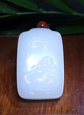 新疆的猫Z101203 39.2克，特细白糯三高羊脂白玉大肚佛平安牌