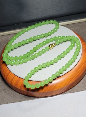 新疆的猫Z123105 37.2克，R6冰润清爽淡雅均匀苹果绿碧玉108禅串